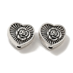 Античное Серебро Сплавочные овальные бусины тибетского стиля , без кадмия и без свинца, сердце, античное серебро, 11x13x6.5 мм, отверстие : 1.8 мм, Около 333 шт / 1000 г