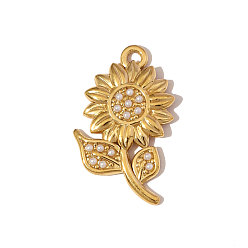 Настоящее золото 18K 304 подвески из нержавеющей стали, , с имитацией жемчуга, ионное покрытие (ip), реальный 18 k позолоченный, 21x12 мм