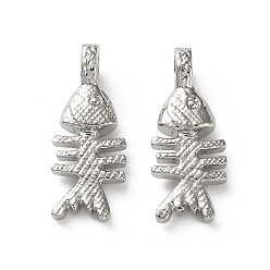 Платина Подвески из морской латуни, Очарование рыб, платина, 18.5x7.5x3~4 мм, отверстие : 2.5x2 мм