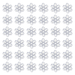 Серебро 100 шт. полиэстеровые нитки для вышивки, приклеиваемые утюгом/пришиваемые нашивки, аппликации из ткани, цветка сливы, серебряные, 17x15x1 мм