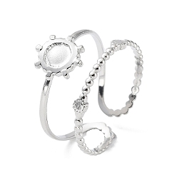 Нержавеющая Сталь Цвет Устойчивы к потускнению 304 компоненты открытого кольца из нержавеющей стали, настройки кольца чашки безеля, солнце с круглым подносом, цвет нержавеющей стали, размер США 6 1/4 (16.7 мм), лоток : 4 мм