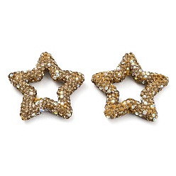 Свет Колорадо Топаз Звездообразные полимерные глиняные бусины со стразами, Фокальные бусины для изготовления бижутерии и брелоков, свет Колорадо Топаз, 32.5x33.5x6.5 мм, отверстие : 1.8 мм