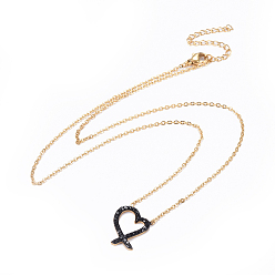 Золотой (распродажа ювелирных изделий) 304 ожерелья с подвесками из нержавеющей стали, с полимерной глиной горный хрусталь, сердце, золотые, 17.5 дюйм (44.5 см), Кулон : 18x16.5x2 мм