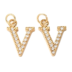 Letter V 304 Stainless Steel with Crystal Rhinestone Charms, Letter Charms, Polished, Ion Plating(IP), Golden, Letter V, 13.5x9.5x2mm, Hole: 2.5mm