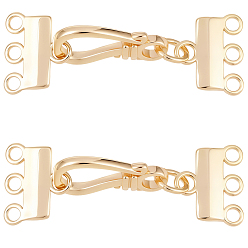 Золотой 2шт. латунные крючки и S-образные застежки, 3 нитей, 6-луночное, золотые, 35 мм