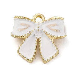 Белый Подвески из сплава с покрытием из распылительной краски, бантом, золотые, белые, 15.5x16.5x5 мм, отверстие : 2 мм