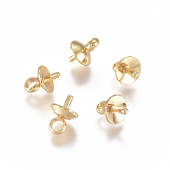 Золотой 304 брелоки на колышки из нержавеющей стали, за половину пробурено бисера, золотые, 7x5 мм, отверстие : 2 мм, штифты : 1.1 мм