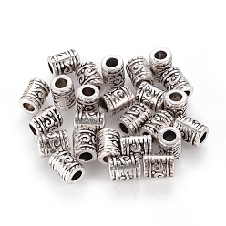 Античное Серебро Сплавочные овальные бусины тибетского стиля , без свинца и без кадмия, колонка, античное серебро, 9x7 мм, отверстие : 3.5 мм