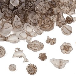 Серый Матовые прозрачные акриловые бусины, разнообразные, серые, 6~20x6~30x2~10 мм, отверстие : 1~1.6 мм, Около 530 шт / 500 г