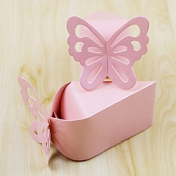 Pearl Pink Folding Cardboard Candy Boxes, Wedding Gift Wrapping Box, Triangle with Butterfly, Pearl Pink, 9x7.5x5cm