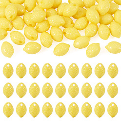 Желтый 50 непрозрачные акриловые бусины, лимон, Топ пробуренной, желтые, 13.5x9.5x9 мм, отверстие : 1.8 мм
