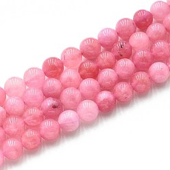 Ярко-Розовый Природного кварца нитей бисера, окрашенные, круглые, имитация вишневого кварца, ярко-розовый, 8~8.5 мм, отверстие : 0.9~1 мм, около 45~47 шт / нитка, 14.96~15.35 дюйм (38~39 см)