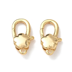 Цветок Карабин-лобстеры, латунные, без никеля , реальный 18 k позолоченный, цветок, 14x8x4 мм, отверстие : 1 мм