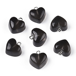 Черный Прозрачные смоляные подвески, с платиновым тоном железная петля, сердце, чёрные, 16.5x17x9.5 мм, отверстие : 1.8 мм