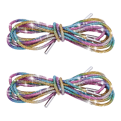 Разноцветный Резиновые шнурки со стразами, с концами из сплава, круглые, красочный, 1200x3.5 мм