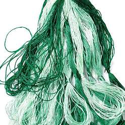 Sea Green Real Silk Embroidery Threads, Friendship Bracelets String, 8 Colors, Gradient color, Sea Green, 1mm, 20m/bundle, 8 bundles/set