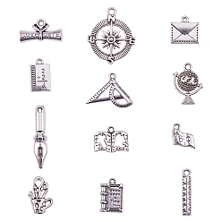 Antique Silver Tibetan Style Alloy Pendants, Mixed Shapes, Antique Silver, 7.4x7.3x2.5cm, 120pcs/box