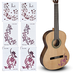 Темно-Красный 6листы 3 стили самоклеящихся ПВХ-наклеек для украшения гитары, цветочным узором, темно-красный, 189~201x132~150x0.3 мм, 2 листов / стиль