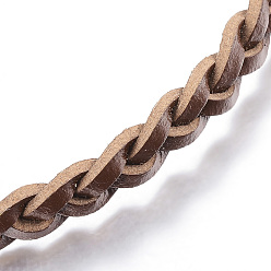 Saddle Brown Adjustable Braided Leather Cord Bracelets, Saddle Brown, 2-1/2 inch(66mm)