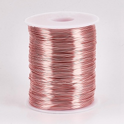 Rose Gold Round Copper Wire for Jewelry Making, Long-Lasting Plated, Rose Gold, 21 Gauge, 0.7mm, about 1049.87 Feet/roll(320m/roll), 1roll/1000g