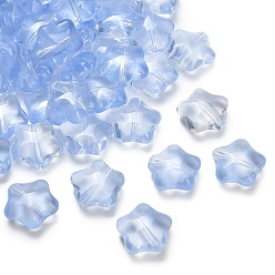 Небесно-голубой Прозрачные стеклянные бусины, звезда, голубой, 15~17x16~17.5x8 мм, отверстие : 1.2 мм, 400 шт / 1000 г