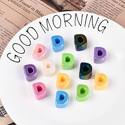 Letter D УФ-покрытие непрозрачные акриловые европейские бусины, бусины с большим отверстием, разноцветные, Буква D, 20.5x17.5x13.5 мм, отверстие : 6 мм