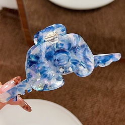 Синий Заколки для волос с когтями из ацетата целлюлозы (смола), цветок, заколка для волос для женщин и девочек, синие, 130x56 мм