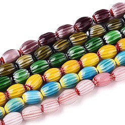 (52) Непрозрачная лаванда Нити из бусин в форме шеврона, изготовленные вручную методом миллефиори в технике лэмпворк., баррель, разноцветные, 13~14x9~10 мм, отверстие : 1 мм, около 27 шт / нитка, 13.78~14.37'' (35~36.5 см)