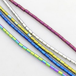 (52) Непрозрачная лаванда Гальванизировать немагнитных синтетический гематит бисер пряди, колонка, разноцветные, 2x1 мм, отверстие : 0.5 мм, около 170 шт / нитка, 15.7 дюйм