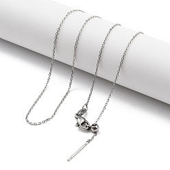 Нержавеющая Сталь Цвет Регулируемые 304 ожерелья из нержавеющей стали с цепочкой, с силиконовыми бусинами, цвет нержавеющей стали, 17.40~17.52 дюйм (44.2~44.5 см)