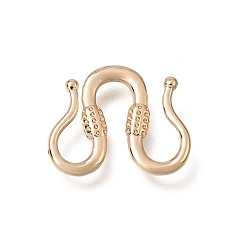 Light Gold Brass M-Hook Clasps, Rack Plating, Light Gold, 13x15x1.8mm