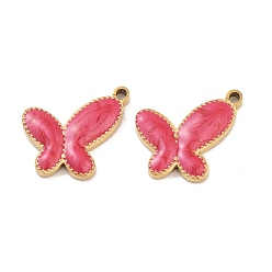 Бледно-фиолетовый Красный Ионное покрытие (ip) 304 подвески из нержавеющей стали с эмалью, очарование бабочки, золотые, бледно-фиолетовый красный, 12.5x16x2 мм, отверстие : 1.5 мм