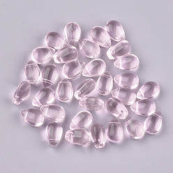 Pink Transparent Glass Charms, teardrop, Pink, 9x6x6mm, Hole: 0.5mm