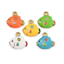 (52) Непрозрачная лаванда 304 нержавеющей стальной эмали подвески, рыбы прелести, ионное покрытие (ip), реальный 18 k позолоченный, разноцветные, 13.5x14.5x3.5 мм, отверстие : 1.5 мм