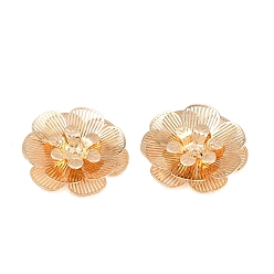 Light Gold Messing-Filigran-Cabochons, Blume, Licht Gold, 26.5x28x5 mm