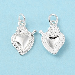 Серебро Стойки обшивки латунные подвески, без кадмия и без свинца, долговечный, с целью перехода в кольце, очарование священного сердца, серебряные, 16x11x2 мм, отверстие : 3.2 мм