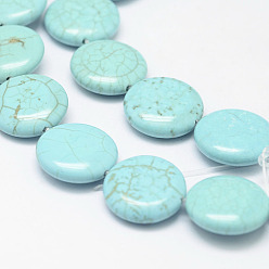 Магнезит Бусины из натурального магнезита, плоско-круглые, окрашенные, 14x5 мм, отверстие : 1 мм, около 28 шт / нитка, 15.3 дюйм (39 см)