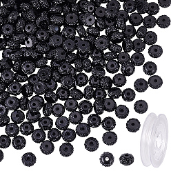 Черный Наборы для самостоятельного изготовления браслетов из бусин-стразов в форме ронделей из смолы, чёрные, 8x4.5 мм, отверстие : 1.8 мм