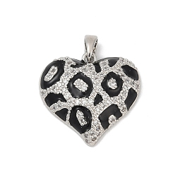 Сердце Латунные микро проложить кубического циркония подвески, с эмалью, сердце, 19x20x5 мм, отверстие : 4.5x3 мм