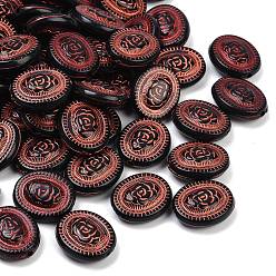 Oval Непрозрачные акриловые бусины, красный цвет заплетен, овальные, 21.5x18.5x7.5 мм, отверстие : 2 мм, Около 277 шт / 500 г