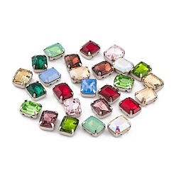 (52) Непрозрачная лаванда Шить на горный хрусталь, k 9 стеклянный страз, настройки латунных зубцов платинового тона, аксессуары для одежды, граненые, прямоугольные, разноцветные, 10x8x5.5 мм, отверстие : 1 мм