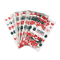 Christmas Socking Пластиковые пакеты для хранения рождественской тематики, для шоколада, конфеты, печенье подарочная упаковка, рождественские носки, 27x13x0.01 см, 100 шт / пакет