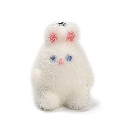 Кролик Подвески из непрозрачной смолы, с платиновыми тоновыми железными петлями, кролик, 20.5x17x18 мм, отверстие : 2 мм