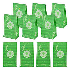 Lime Green 15Pcs Football Pattern Paper Bakery Bags, Food Grade Food, Candy Bags, Rectangle, Lime Green, 119x70x218mm