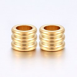 Золотой 304 бусины из нержавеющей стали, бусины с большим отверстием, колонка, золотые, 9.5x8 мм, отверстие : 6 мм