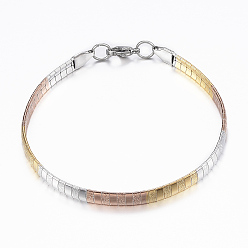 Другой Цвет 304 Браслеты из нержавеющей стали, с карабин-лобстерами , другой цвет, 210x6x1.5 мм