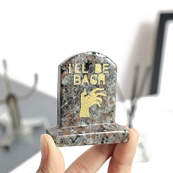 Syenite Тема Хэллоуина натуральный сиенит скульптура выставка украшения, для домашнего офисного стола, форма надгробия, ладонь, 62x56 мм