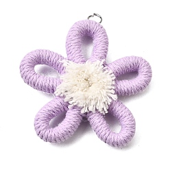 Сливовый Подвески из полиэстера, цветок, с платиновым соединительным кольцом, слива, 56x59x10 мм, отверстие : 5 мм