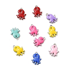 Осьминог 304 из нержавеющей стали шармы эмали, морское животное, цвет нержавеющей стали, осьминог, 12x9x2 мм, отверстие : 1.1 мм
