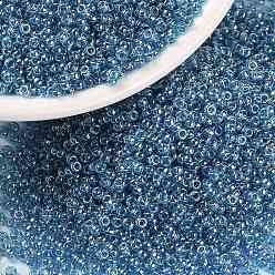 (RR326) Transparent Capri Blue Luster MIYUKI Round Rocailles Beads, Japanese Seed Beads, (RR326) Transparent Capri Blue Luster, 15/0, 1.5mm, Hole: 0.7mm, about 5555pcs/bottle, 10g/bottle